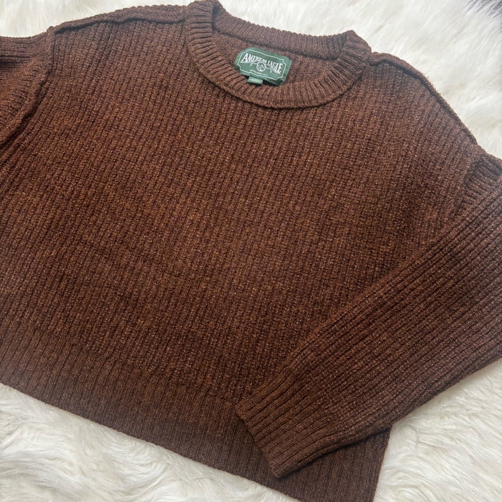 American Eagle Brown Wool Blend Sweater size Small - Picture 3 of 9